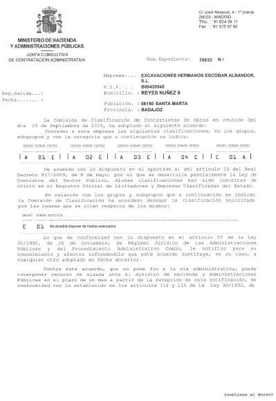 Excavaciones Hermanos Escobar Albandor Certificado 1